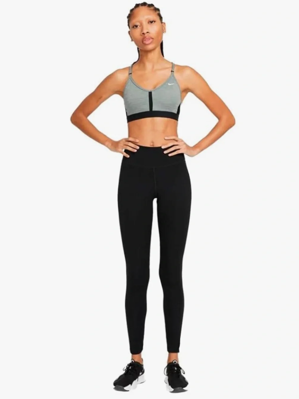NIKE Dri-Fit Indy Light Gray Black Sports Bra $40 XXL EUC KL